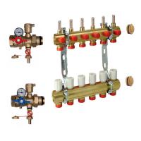 Узел коллекторный латунь R553FK Ду1"x18/2 на 2 выхода с расходомерами глубина 110мм Giacomini R553FK022